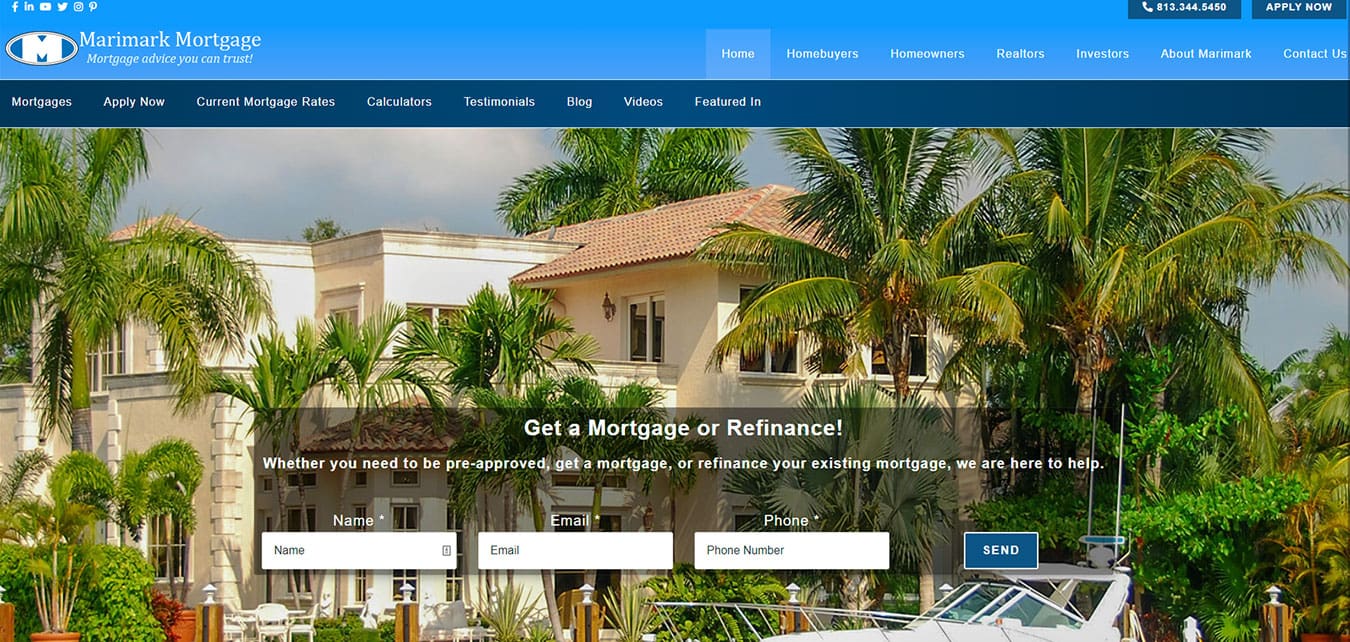 MarimarkMortgage.com screenshot, mortgage broker in Tampa, FL
