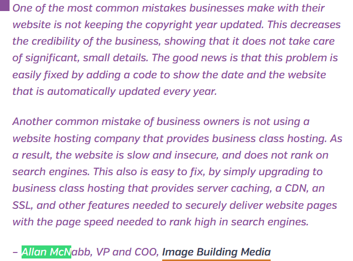 Allan McNabb Featured in Common Web Design Mistakes and How to Fix Them