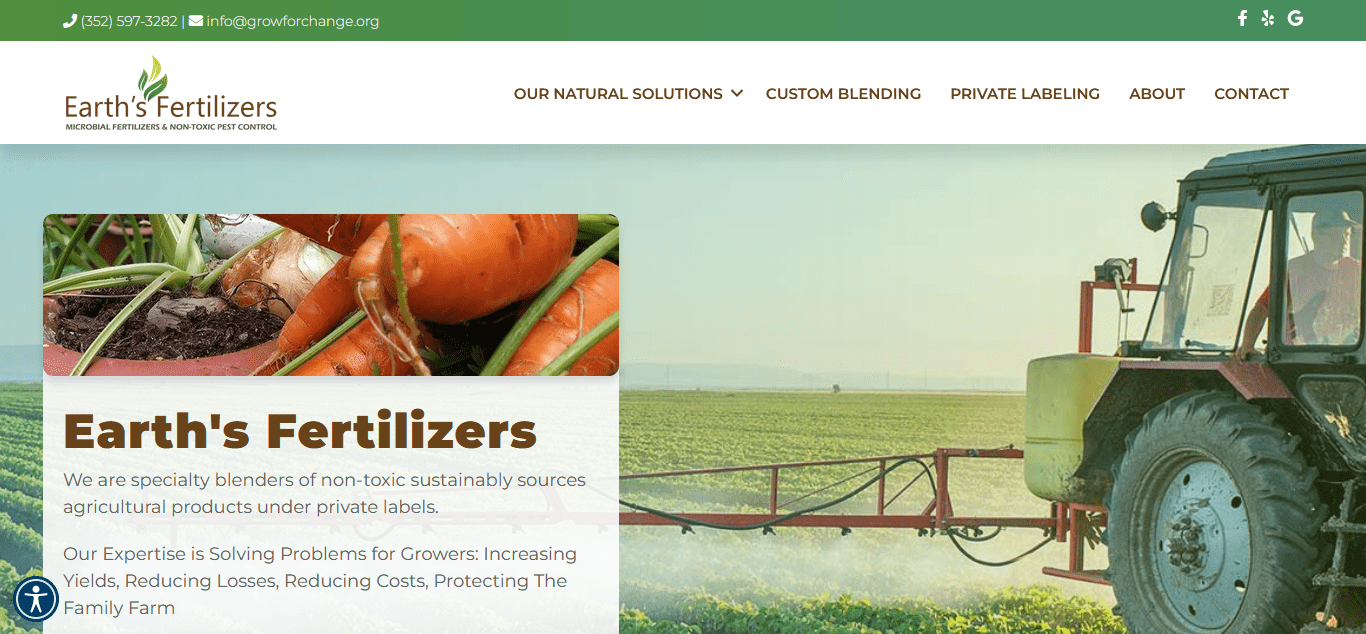 Earth's Fertilizer Website, Screenshot