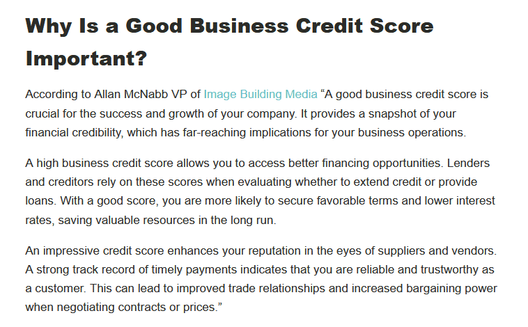 Business Credit Scores